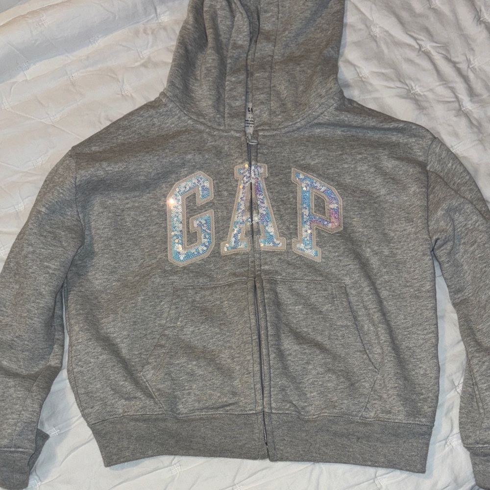 GAP Kids Hoodie in Gray with Sequin Detail